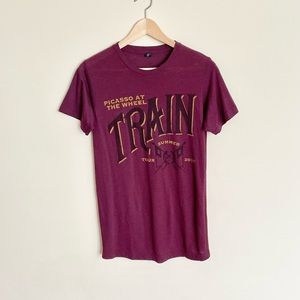 Train 2015 Summer Tour Picasso At The Wheel Burgundy Concert T Shirt Adult Small